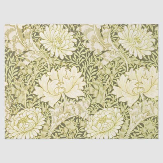 Antiek William Morris Chrysanthemum Patroon Tissuepapier (Voorkant)