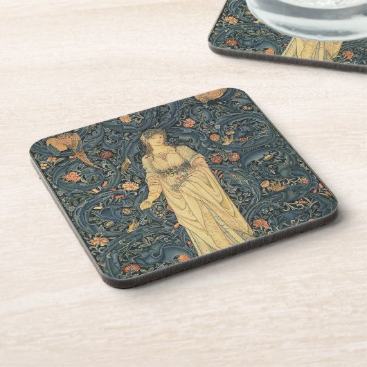 Antiek William Morris Flora Bier Onderzetter (Linkerzijde)