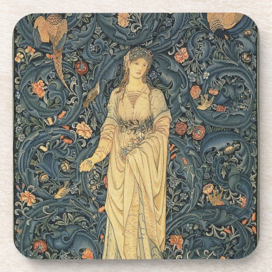 Antiek William Morris Flora Bier Onderzetter (Voorkant)