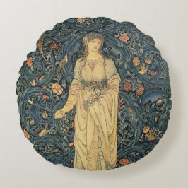 Antiek William Morris Flora Rond Kussen