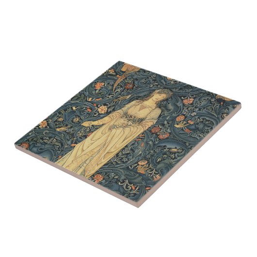 Antiek William Morris Flora Tegeltje (Zijkant)