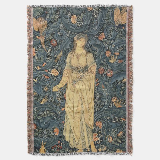 Antiek William Morris Flora Throw Blanket Deken (Voorkant Verticaal)