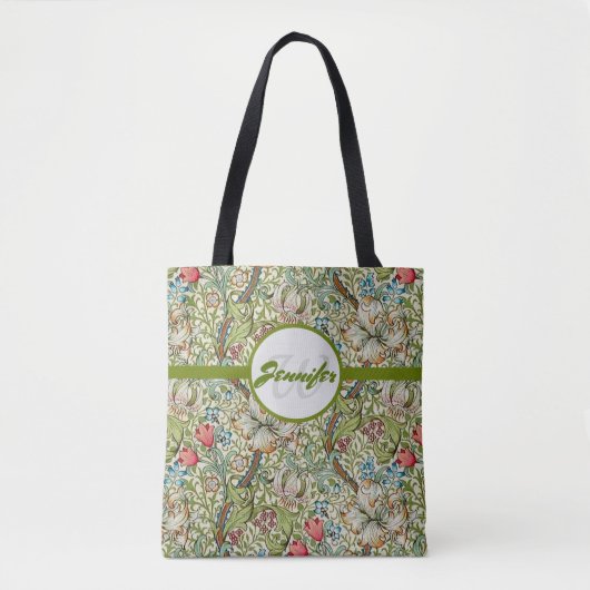 Antiek William Morris Floral Print Tote Bag (Voorkant)