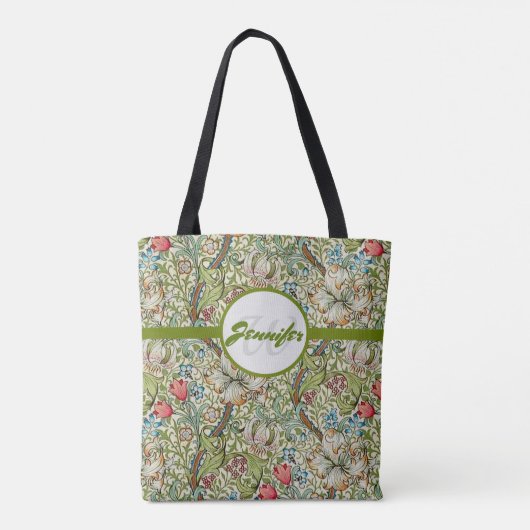 Antiek William Morris Floral Print Tote Bag (Achterkant)
