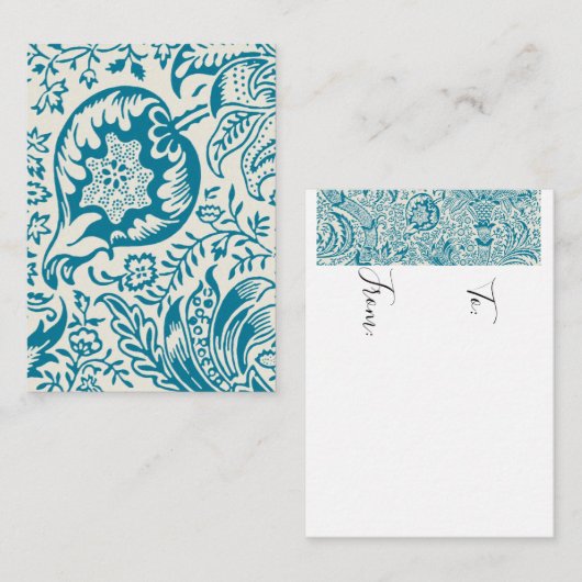 Antiek William Morris Snake's Head Blank Notitiekaartje (Voorkant / Achterkant)