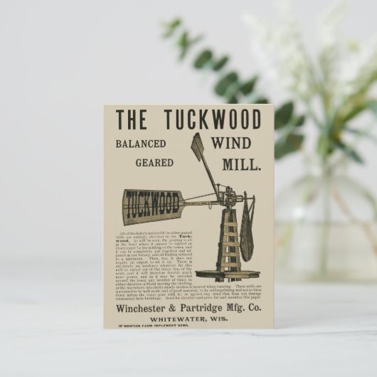 Antiek windenergie The Tuckwood Whitewater Wis 188 Briefkaart (Staand voorkant)