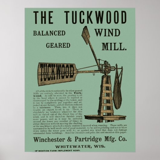 Antiek windenergie The Tuckwood Whitewater Wis 188 Poster (Voorkant)