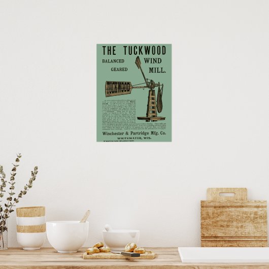 Antiek windenergie The Tuckwood Whitewater Wis 188 Poster (Keuken)