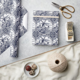  Antiek Windmolen van Delft Blue Art Cadeaupapier