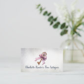 Antiek winkel, elegant  messing sleutel roze boog visitekaartje (Staand voorkant)