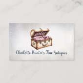 Antiek winkel, elegante  bekleding oude kofferbak visitekaartje (Voorkant)