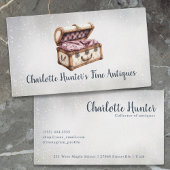 Antiek winkel, elegante  bekleding oude kofferbak visitekaartje