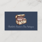 Antiek winkel, elegante bekleding oude kofferbak visitekaartje (Voorkant)