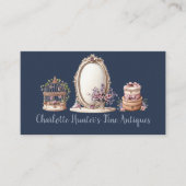 Antiek winkel, elegante  spiegel, vogelkooi visitekaartje (Voorkant)