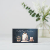 Antiek winkel, elegante  spiegel, vogelkooi visitekaartje (Staand voorkant)