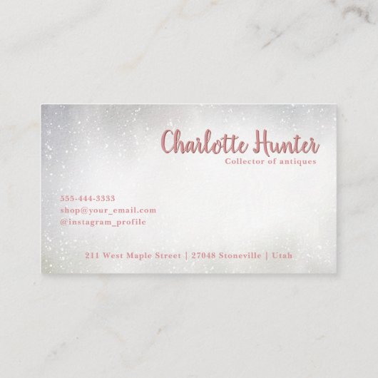 Antiek winkel,  gieter kan wilde bloemen visitekaartje (Achterkant)