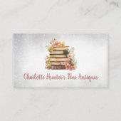 Antiek winkel,  stapel oude boeken Bloemen Visitekaartje (Voorkant)