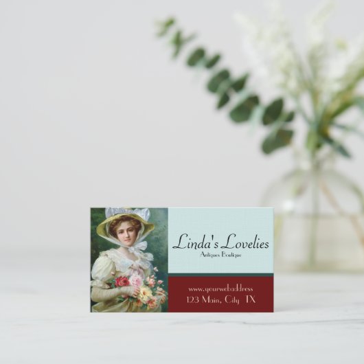 Antiek winkel Visitekaartjes Antiek poppen (Staand voorkant)