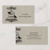 Antiek winkel Winkel  Oude kooi Vogel Bruin Visitekaartje (Voorkant / Achterkant)