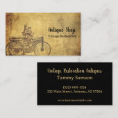 Antiek winkelfiets voor herstel Visitekaartje (Voorkant / Achterkant)