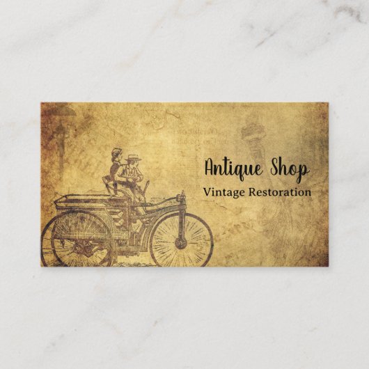 Antiek winkelfiets voor herstel Visitekaartje (Voorkant)