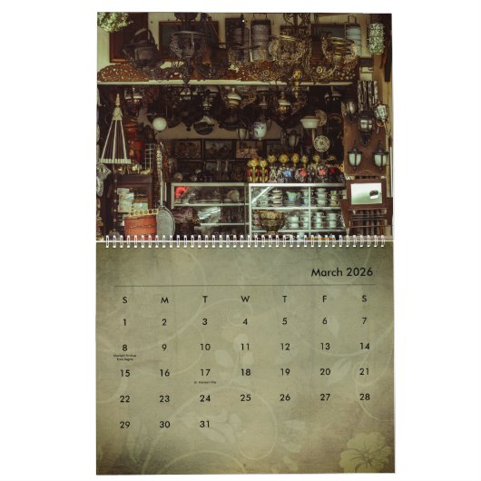 Antiek winkelmarkten en  vinnen  kalender (Mar 2026)