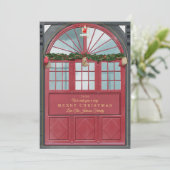 Antiek winkelpui feestdagenkaart (Staand voorkant)