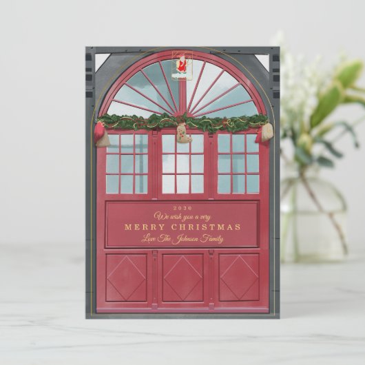 Antiek winkelpui feestdagenkaart (Staand voorkant)