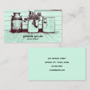 Antiek winkeltje Blauwgroen Rustic Land Jugs Visitekaartje