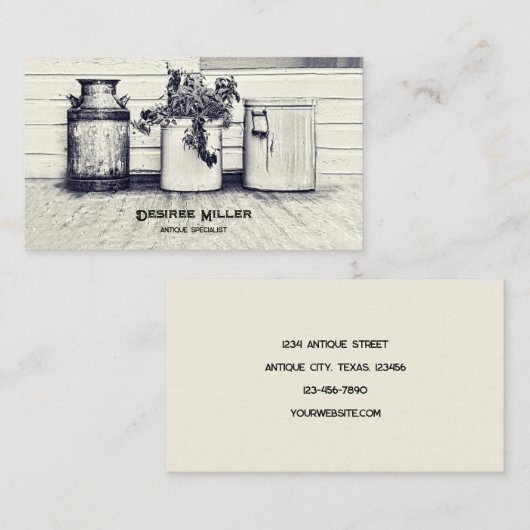 Antiek winkeltje Rustic Land Jugs Visitekaartje (Voorkant / Achterkant)