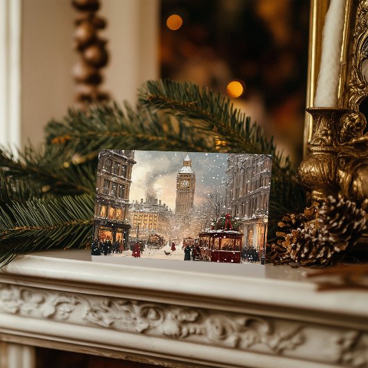 Antiek winter in Londen Kerst Briefkaart