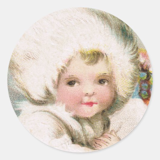 Antiek wintersneeuw Baby Circle Sticker (Voorkant)
