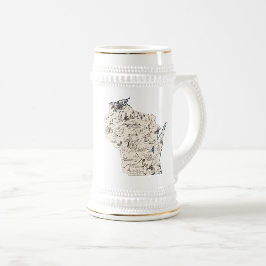 Antiek Wisconsin  Afbeelding Map Bierpul (Voorkant rechts)