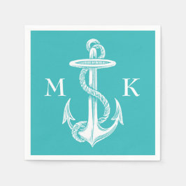  Antiek wit anker turquoise achtergrond Servetten
