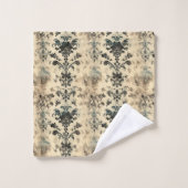 Antiek wit, Damast Print Bad Handdoek (Wasdoekje)