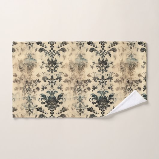 Antiek wit, Damast Print Bad Handdoek (Handdoek)