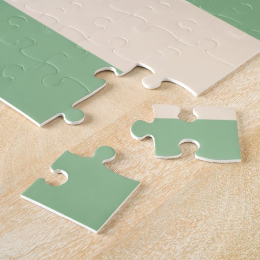 Antiek wit en donker zeegroen gestreept legpuzzel (Zijkant)