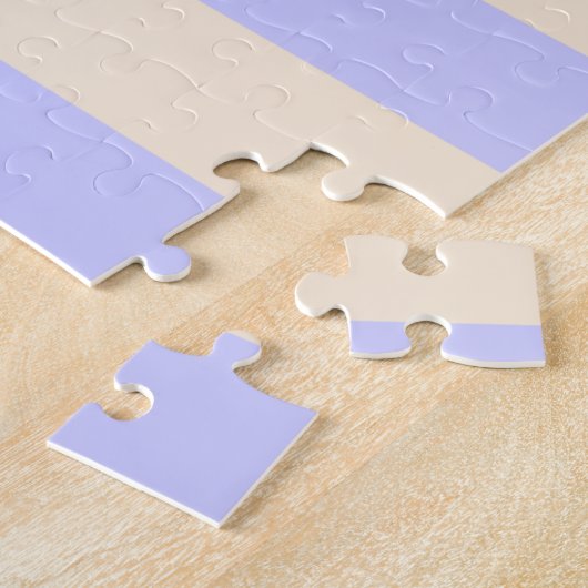 Antiek wit en lavendelblauwe strepen legpuzzel (Zijkant)