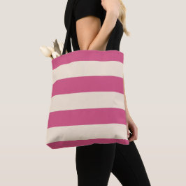 Antiek wit en mystiek roze strepen tote bag