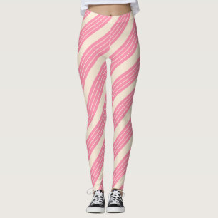 Antiek wit en roze flamingo strepen leggings
