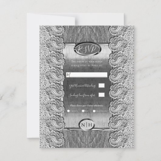 Antiek wit gelaat grijs hout, zilver huwelijk kaart (Voorkant)