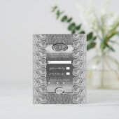 Antiek wit gelaat grijs hout, zilver huwelijk kaart (Staand voorkant)