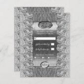Antiek wit gelaat grijs hout, zilver huwelijk kaart (Voorkant / Achterkant)