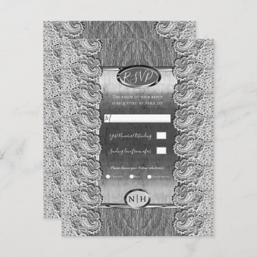 Antiek wit gelaat grijs hout, zilver huwelijk kaart (Voorkant / Achterkant)