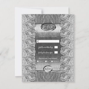 Antiek wit gelaat grijs hout, zilver huwelijk kaart