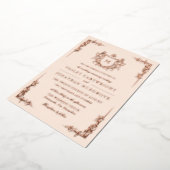 Antiek wit handgetekend wapen monogram folie uitnodiging (Gedraaid)