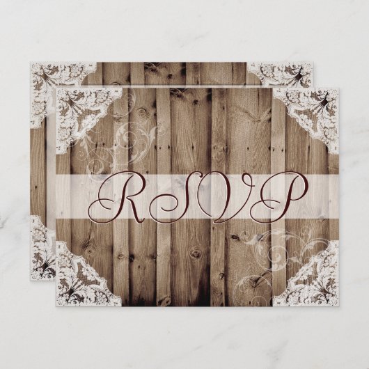 Antiek Wit Kant Bruiloft RSVP (Voorkant / Achterkant)