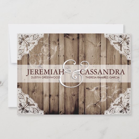 Antiek wit kant bruiloft uitnodiging (Voorkant)