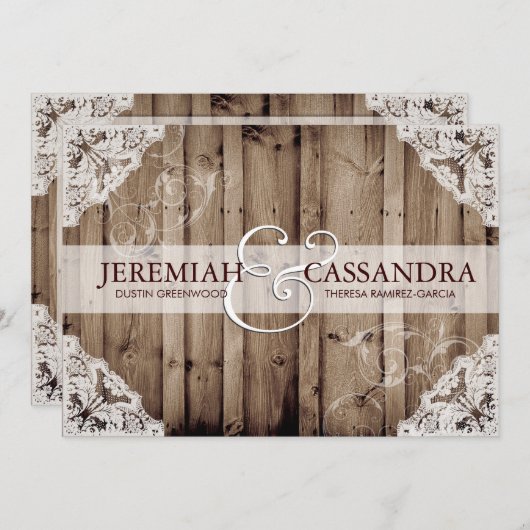 Antiek wit kant bruiloft uitnodiging (Voorkant / Achterkant)