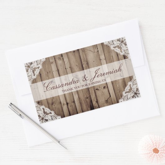 Antiek Wit Kant Bruiloft Waterfles Sticker (Envelop)